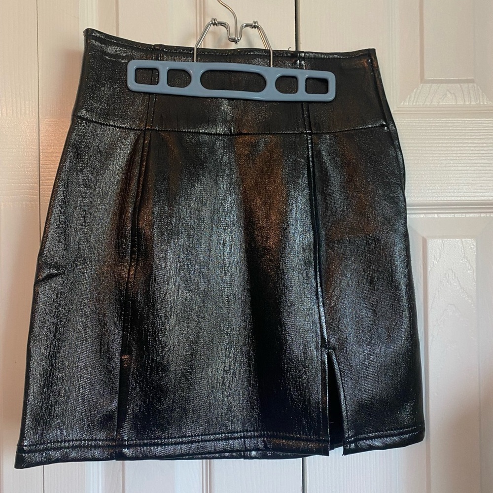 Free People Faux Leather Black Skirt Size 2
